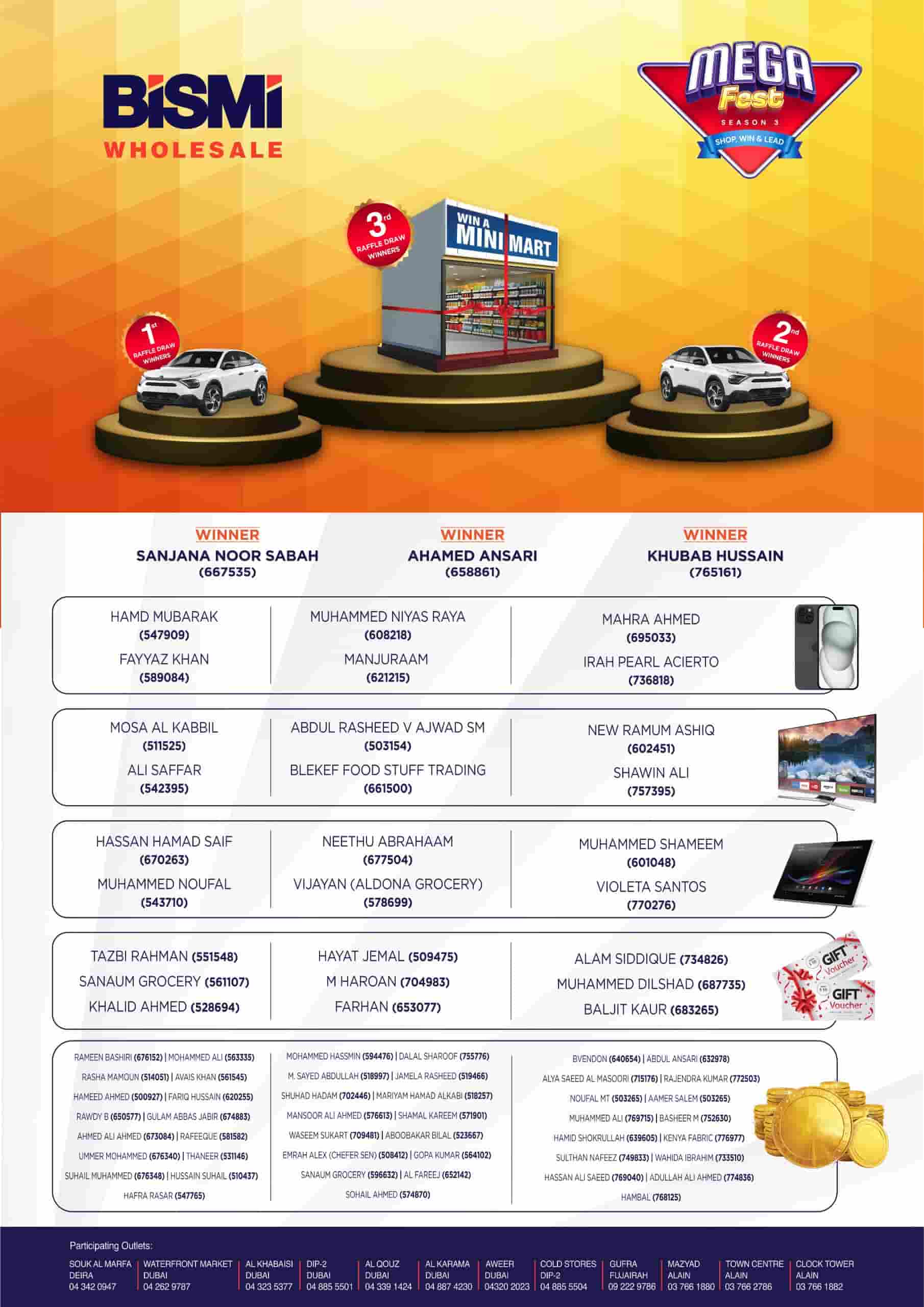 bismi wholesale megafest season 3 winners