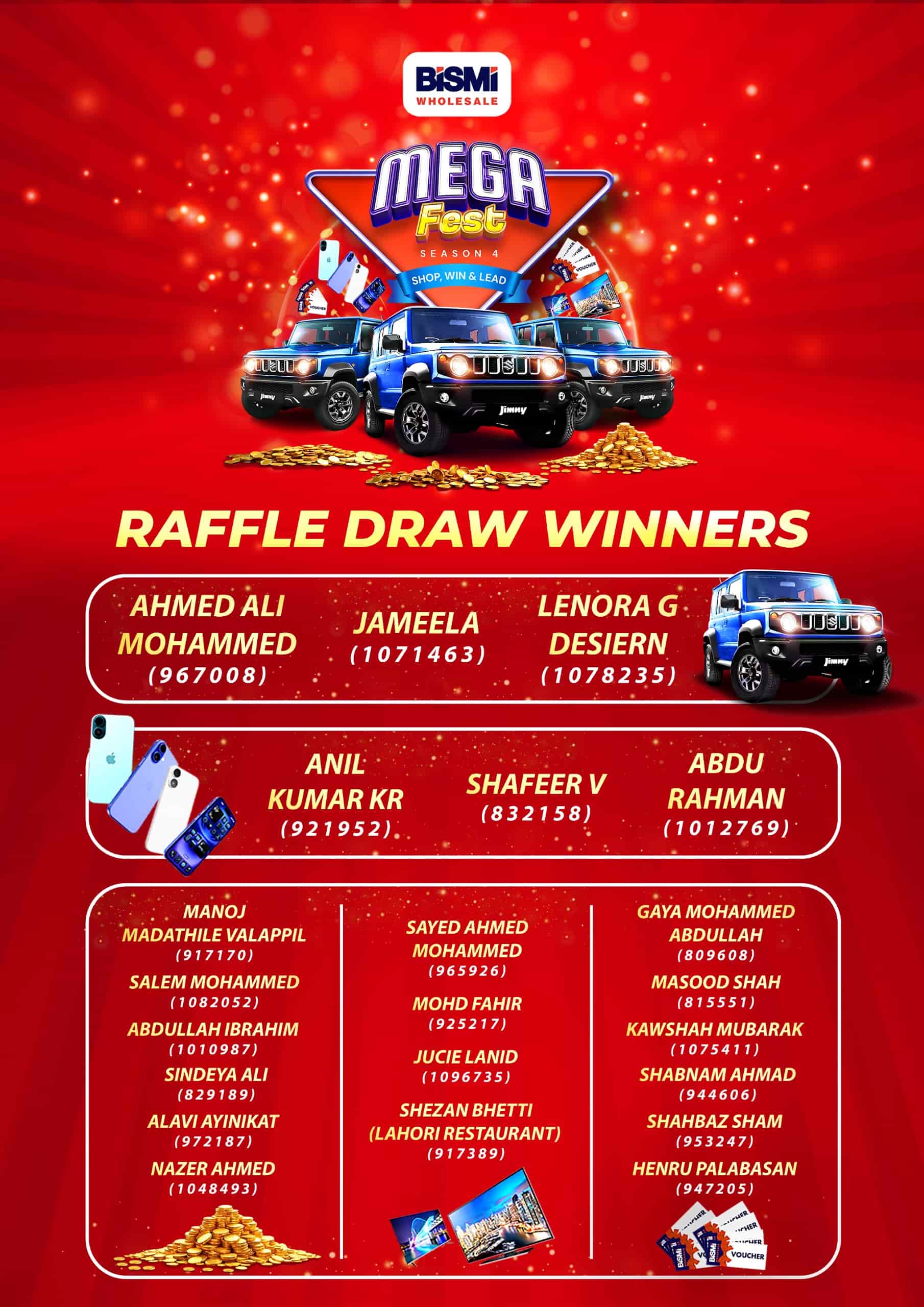 bismi wholesale mega fest season 4 winners